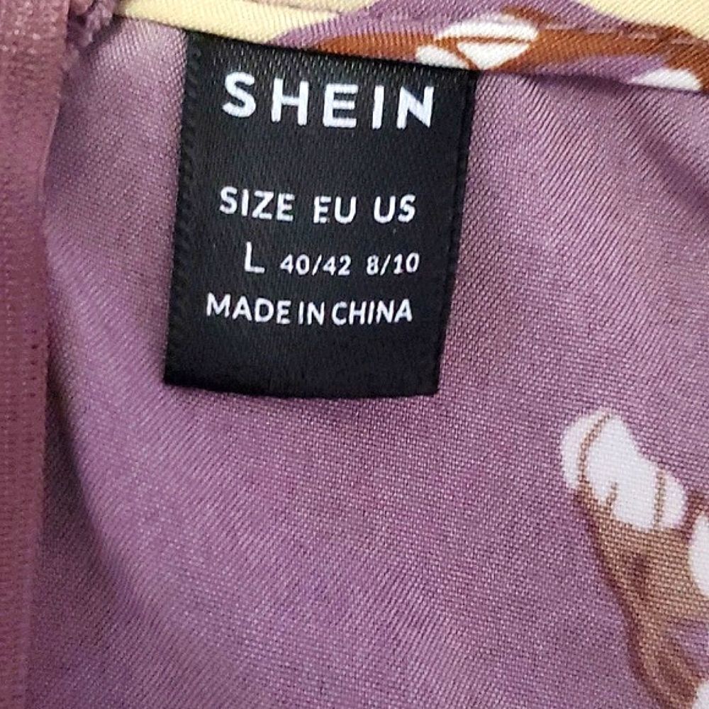 SHEIN Vcay Purple Floral Surplice Top Belted Wide Leg Jumpsuit L - Picture 15 of 16